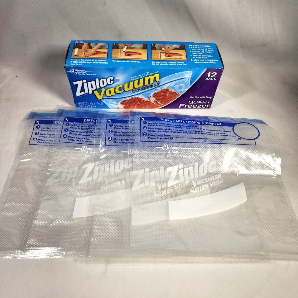 Ziploc Vacuum Bag Refills‎ QUART FREEZER food storage - Lot of 16